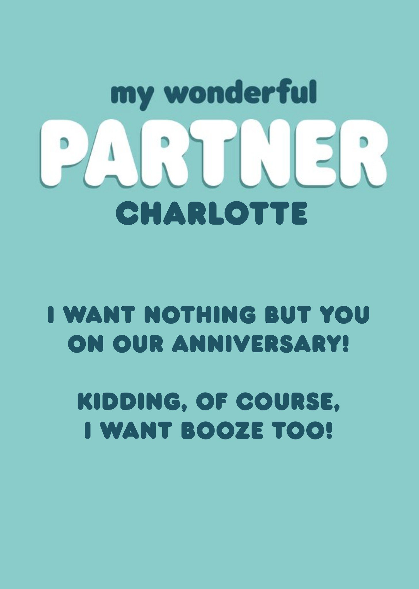 Typographic Partner Editable Anniversary Card Ecard