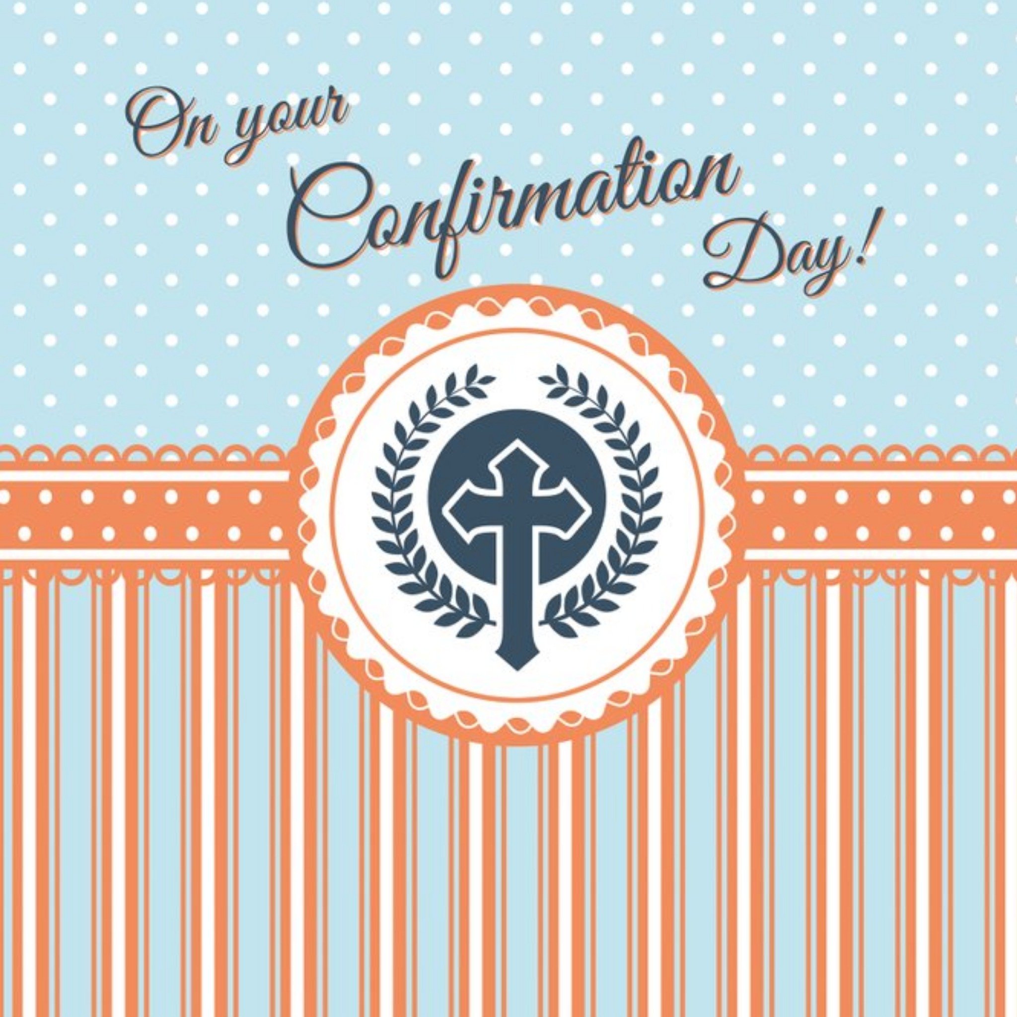 Davora Colourful Illustrated Patterned Confirmation Day Card, Square