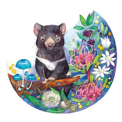 Watercolour By Cat Tasmanian Devil Floral Just A Note Card
