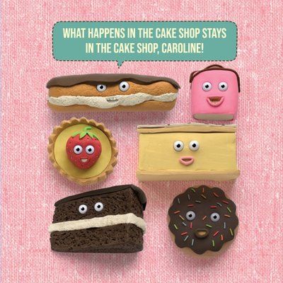 What Happens In The Cake Shop Personalised Happy Birthday Card