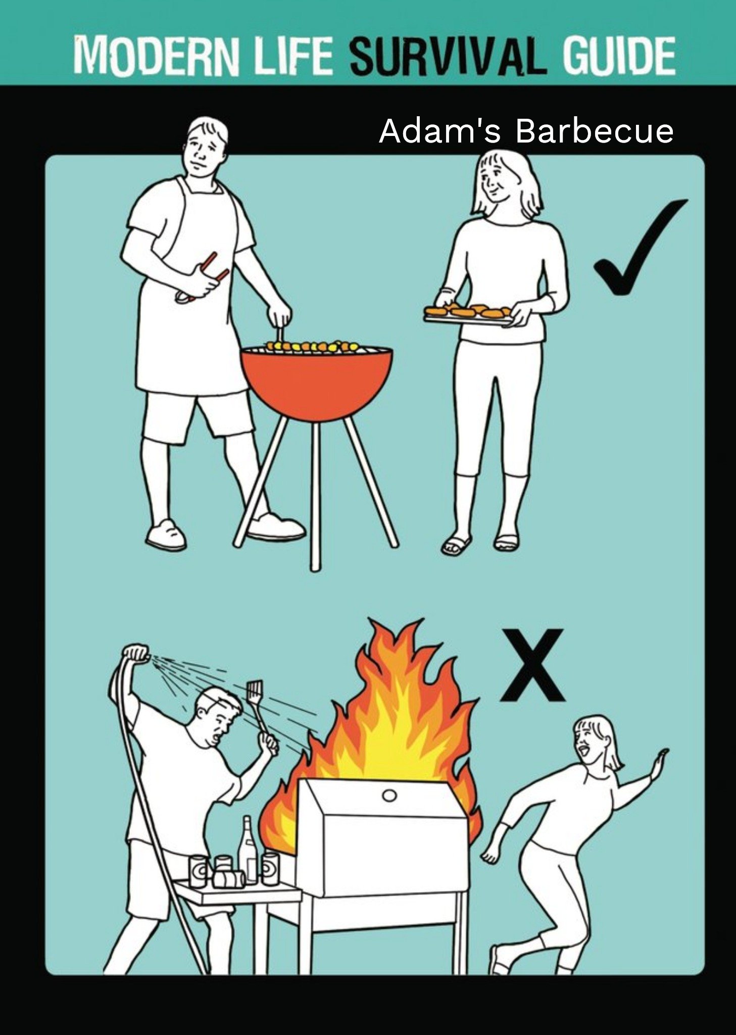 Personalised Modern Life Barbeque Survival Guide Card Ecard