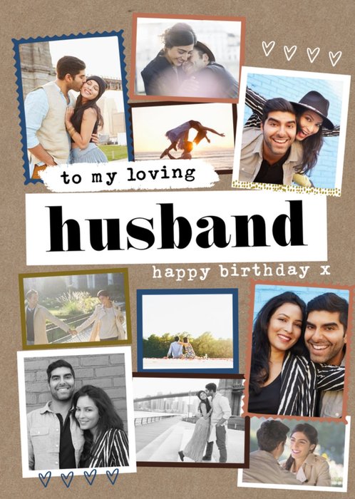 Modern Photo Upload Collage To My Loving Husband Birthday Card