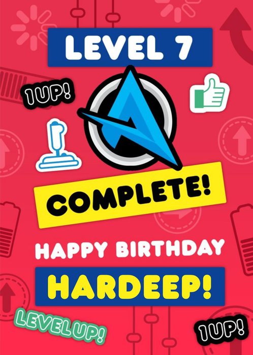 Ali A Level 7 Complete Level Up Gaming Happy Birthday Card