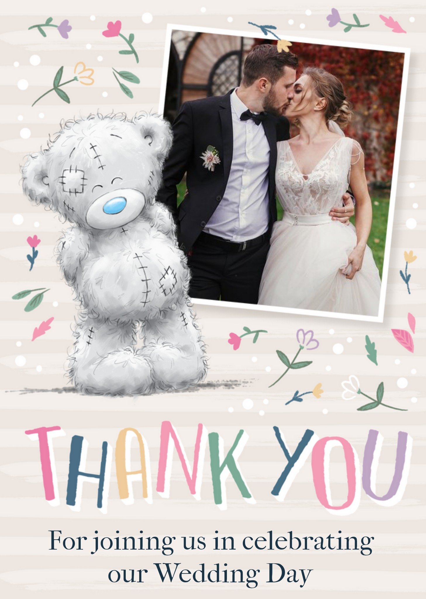 Me To You Tatty Teddy Flowers Thank You Wedding Photo Upload Card, Large
