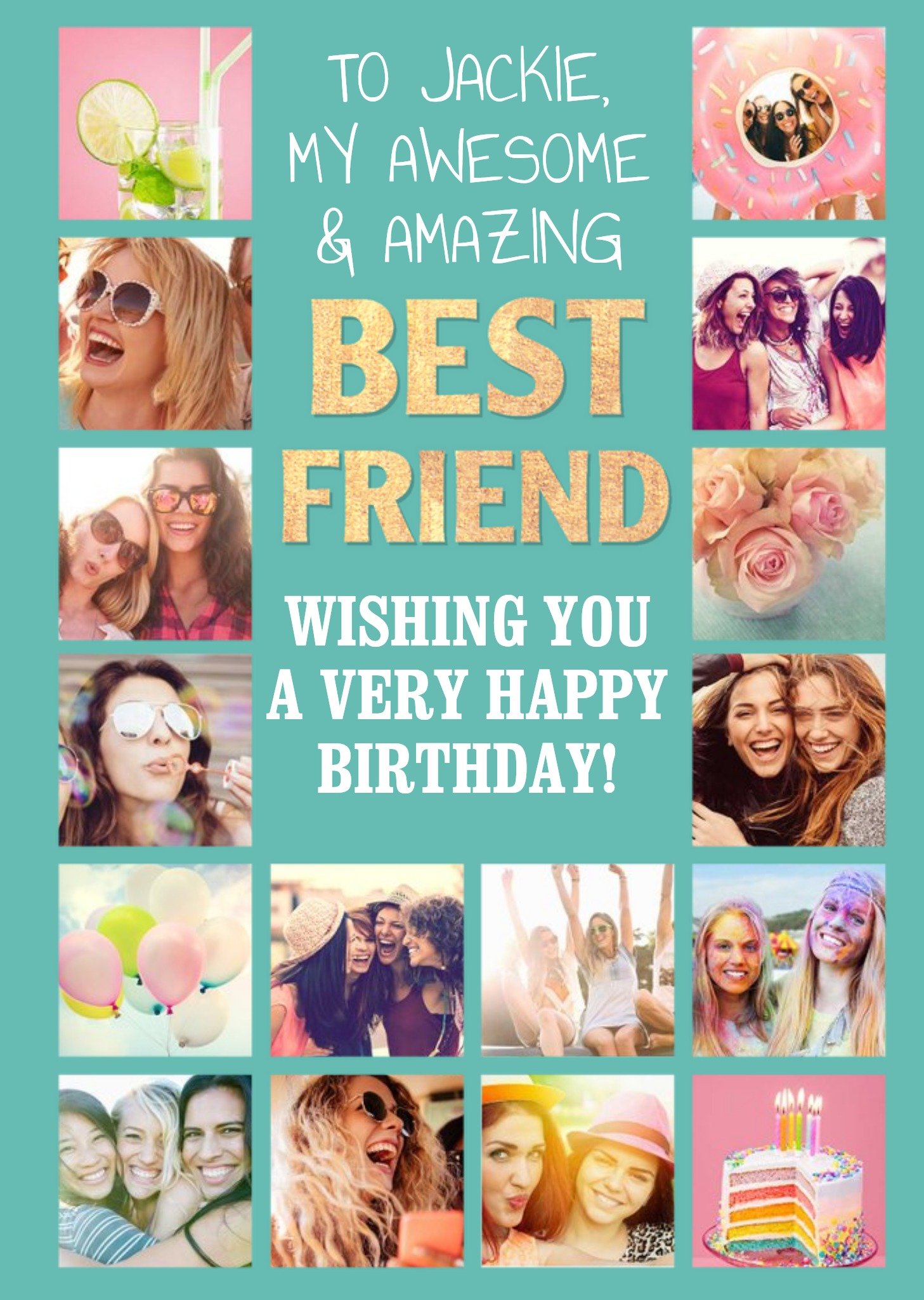 Moonpig My Awesome And Amazing Best Friend Photo Upload Birthday Card, Large