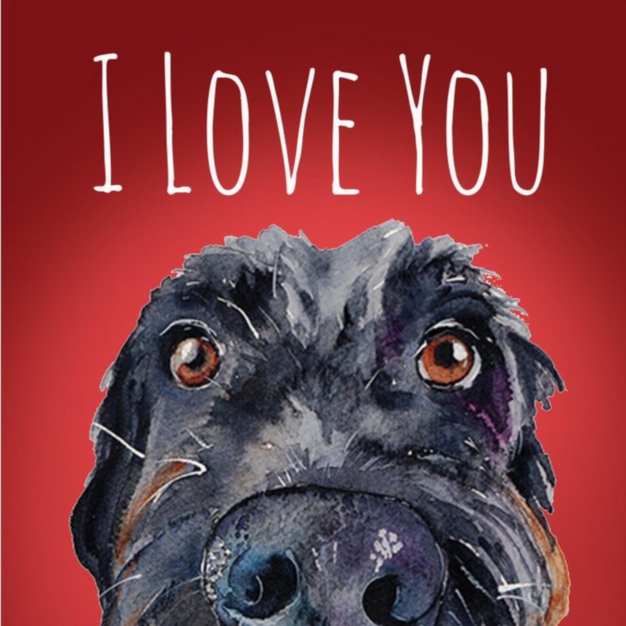 Moonpig I Love You Illustrated Watercolour Dog Valentines Day Card, Square
