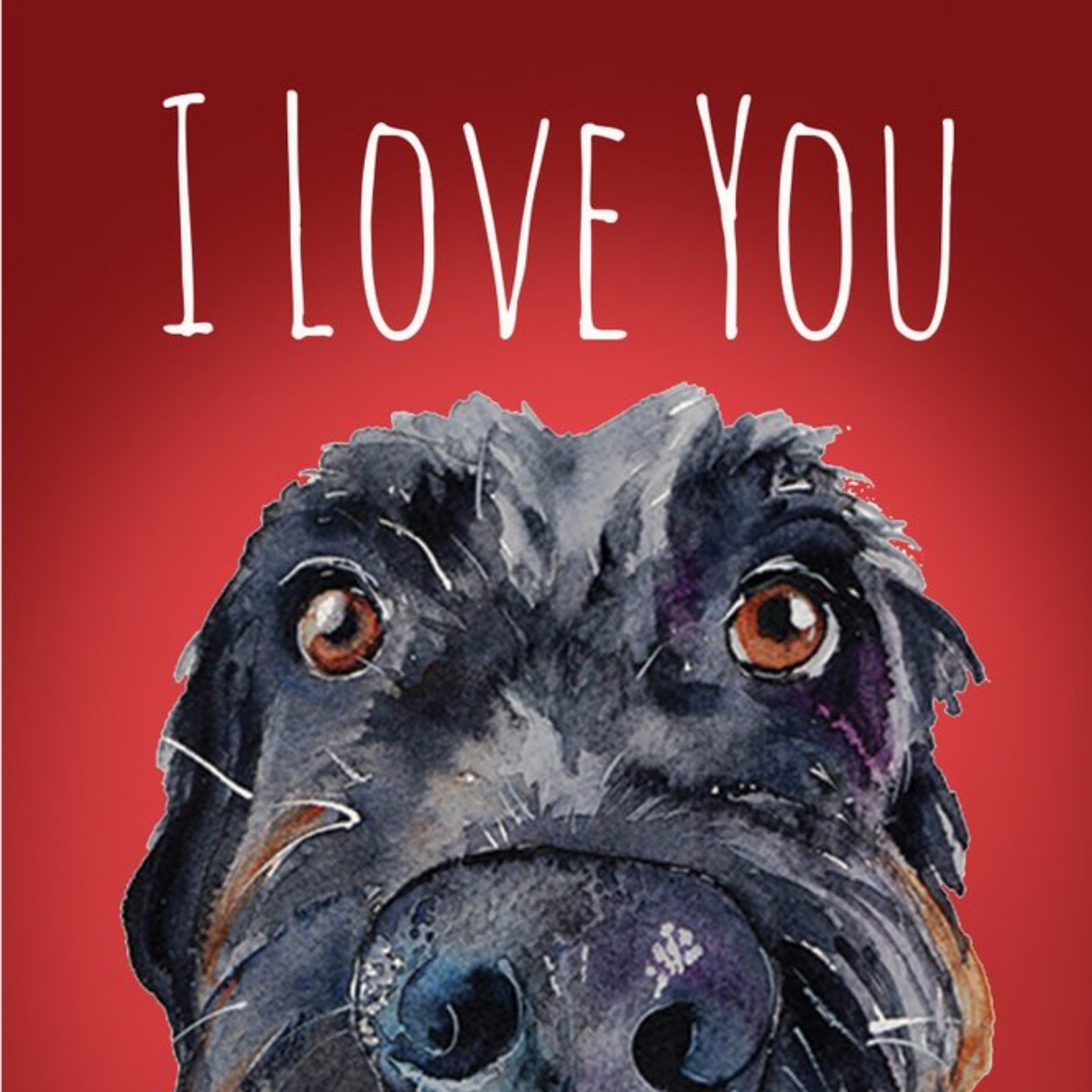 I Love You Illustrated Watercolour Dog Valentines Day Card, Square