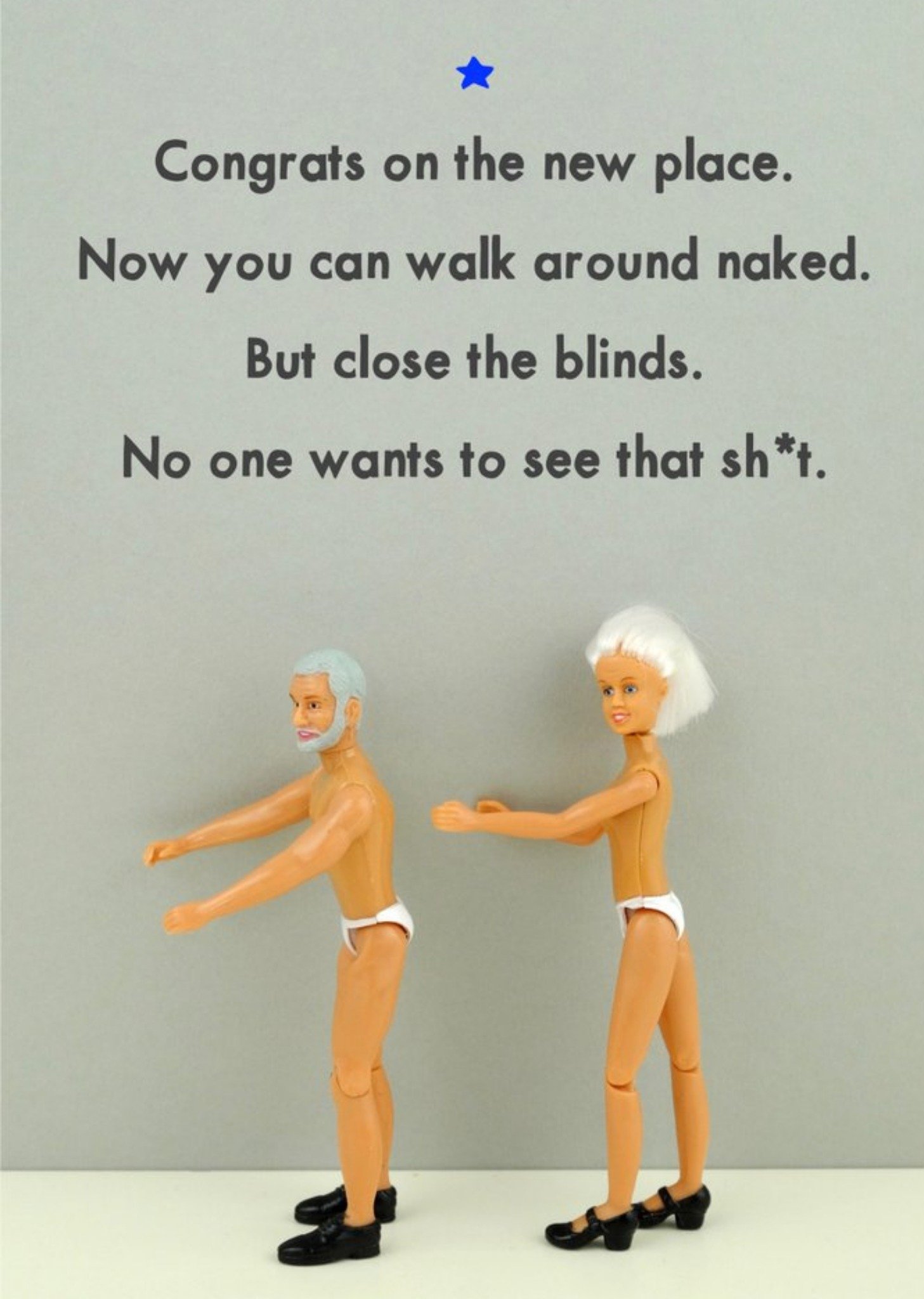 Bold And Bright Funny Rude Dolls Now You Can Walk Around Naked New Home Card, Large
