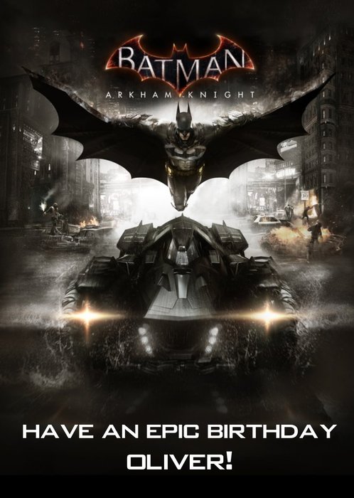 DC Batman Arkham Knight Batmobile Epic Birthday card