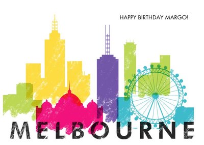 Colourful Melbourne Skyline Card