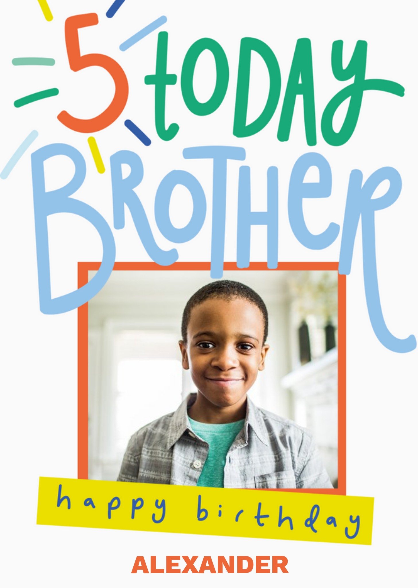 5 Today Brother Photo Upload Typographic Birthday Card Ecard