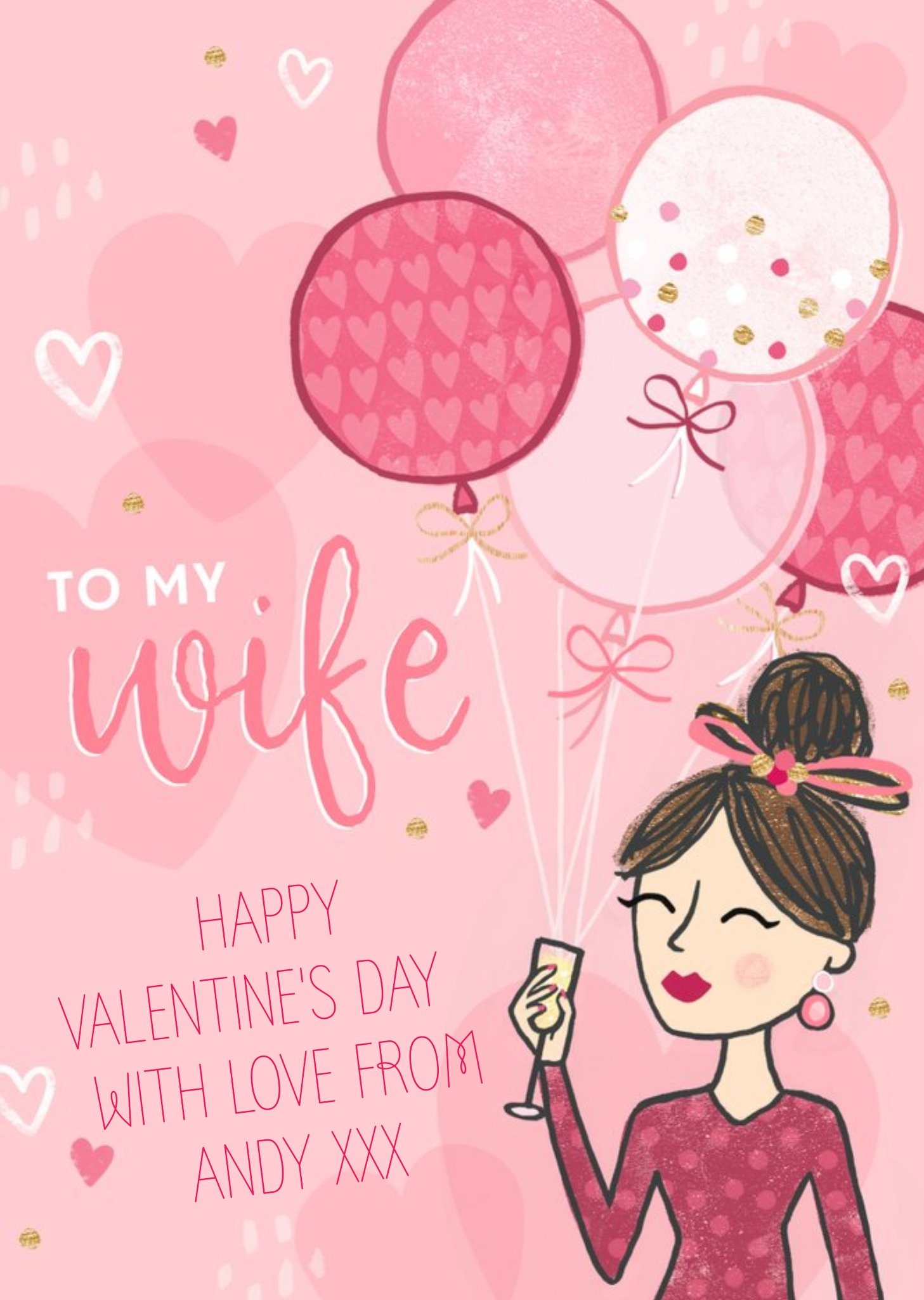 Moonpig Raspberry Fizz Wife Valentines Day Card, Large