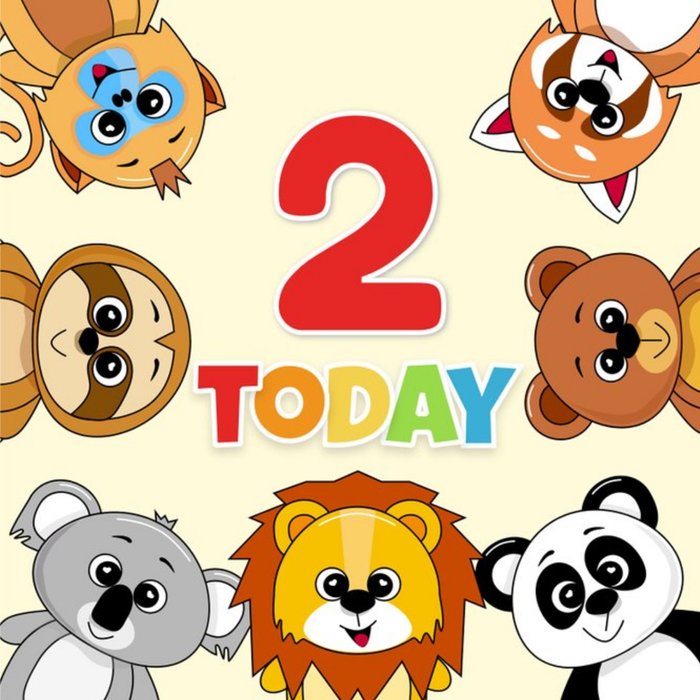 2 Today Animal Characters Children's Birthday Card