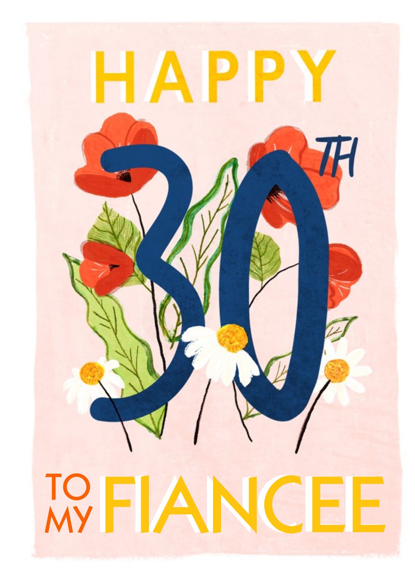 Moonpig Katie Hickey Illustrations Milestone Floral 30th Arty Birthday Card, Large