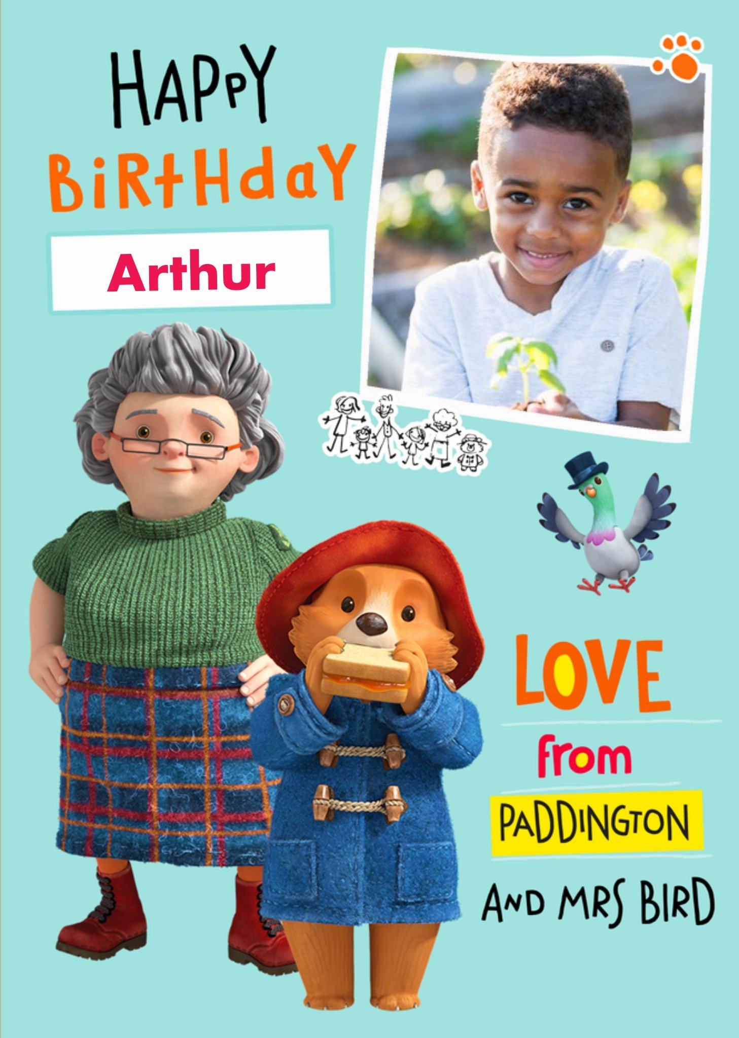 Paddington Bear Mrs Bird Photo Upload Birthday Card Ecard