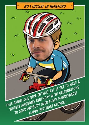 Birthday Card - Face In The Hole - Male - Photo Upload - Sport - Cycling