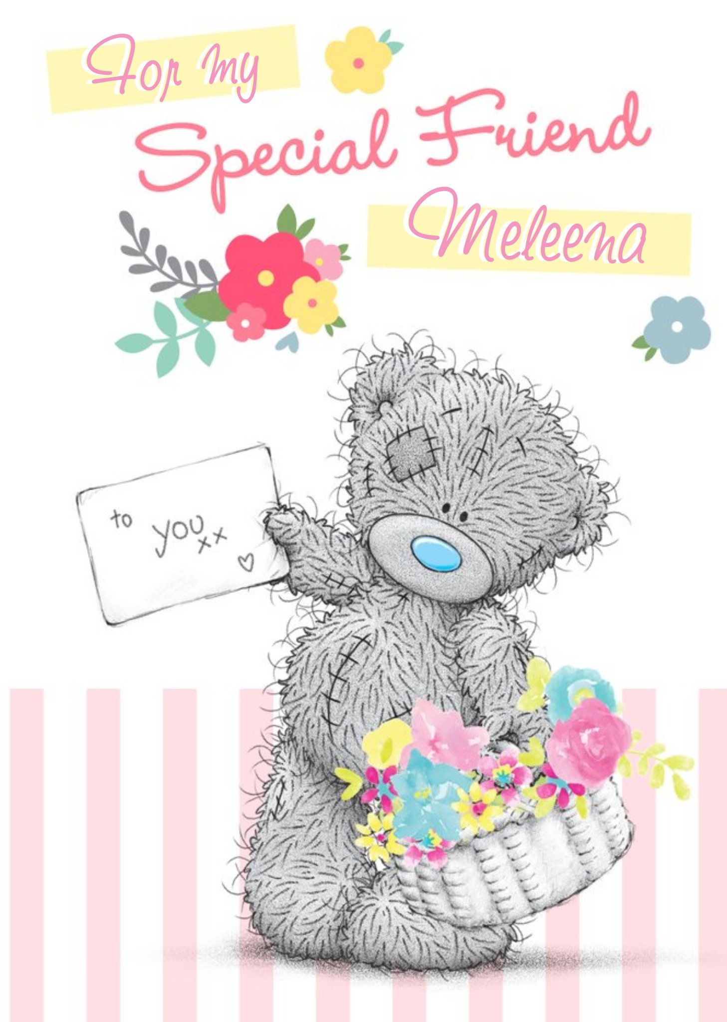 Me To You Tatty Teddy With Basket And Card For You Personalised Special Friend Birthday Card Ecard