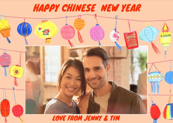 Hand Drawn Chinese New Year Photo Upload Card