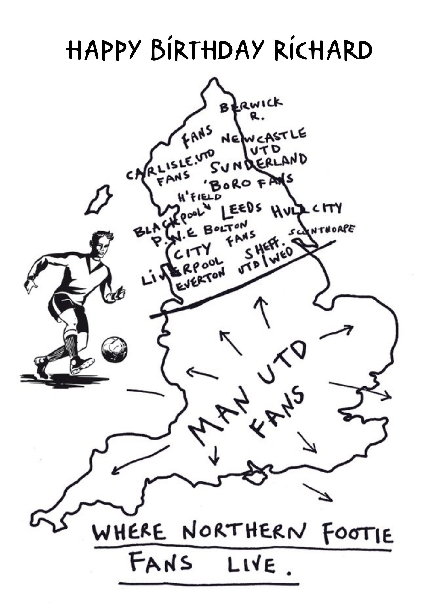 Moonpig North South Smile Man United Personalised Card, Large
