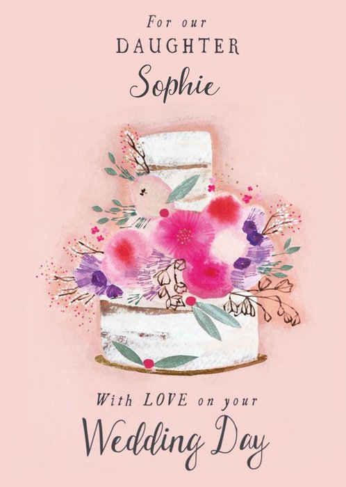 Daughter wedding card - with love on your wedding day - wedding cake