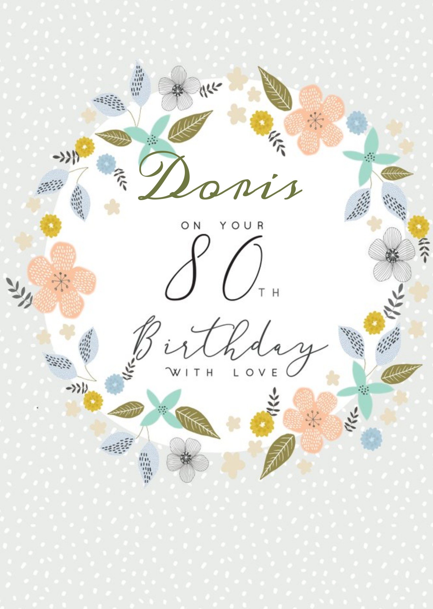 Moonpig Floral 80th Birthday Card, Large