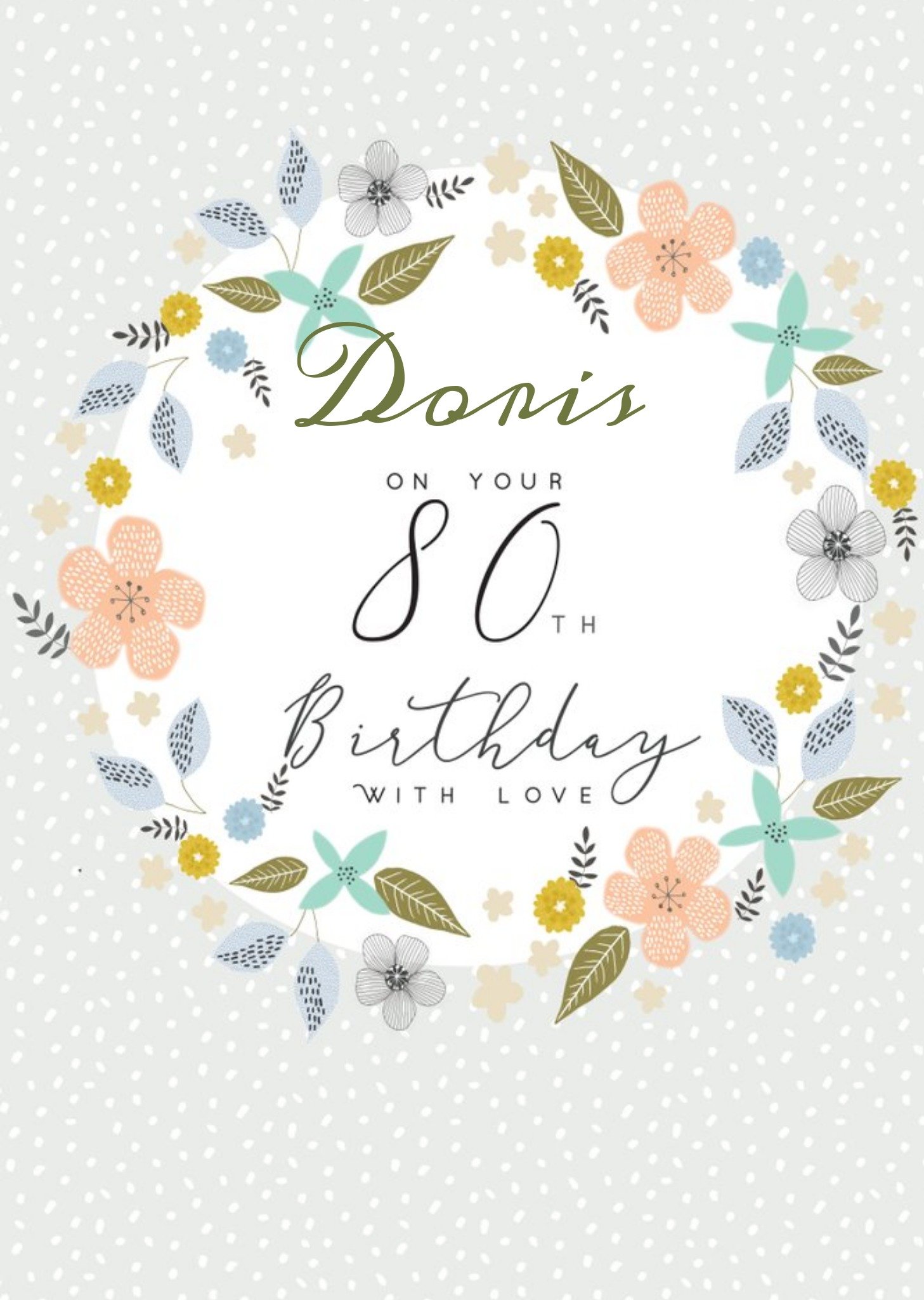 Floral 80th Birthday Card Ecard