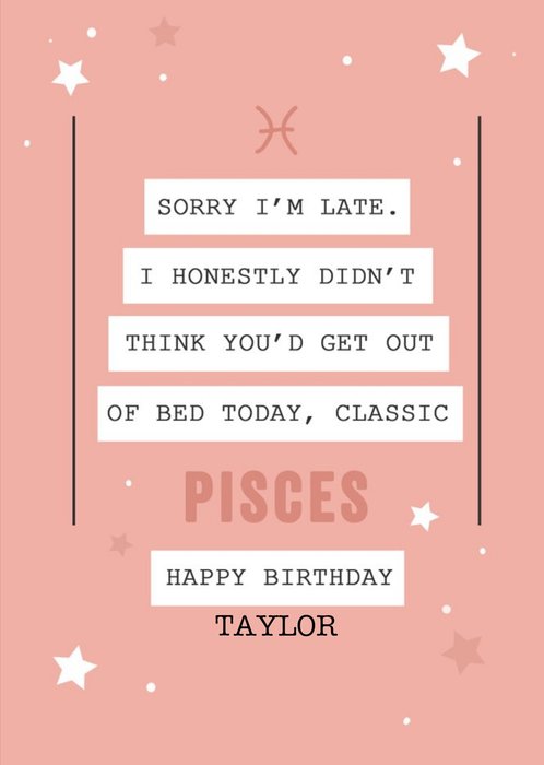 Classic Pisces Funny Zodiac Birthday Card