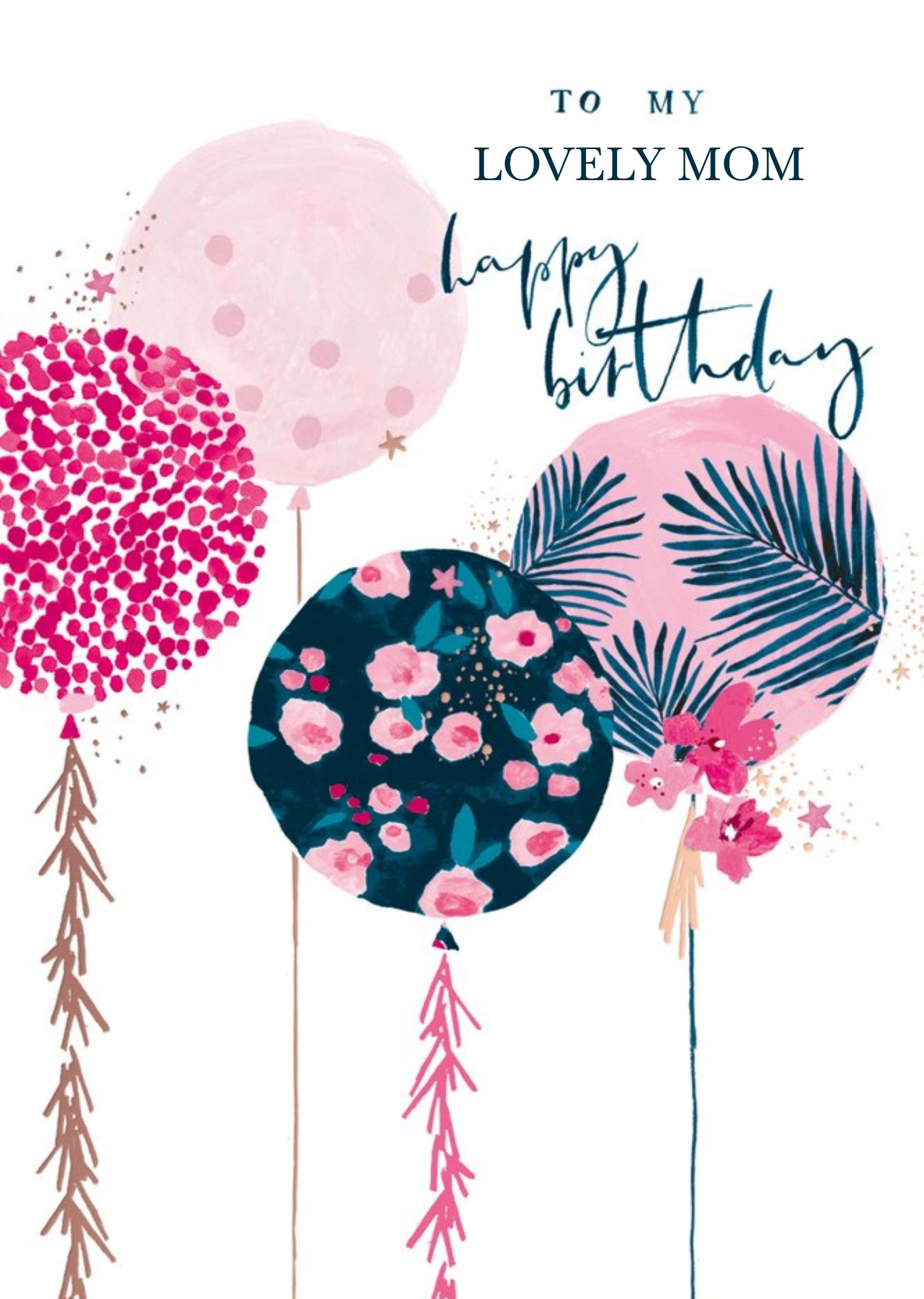 Hotchpotch Illustrated Patterned Balloons Mom Birthday Card Ecard