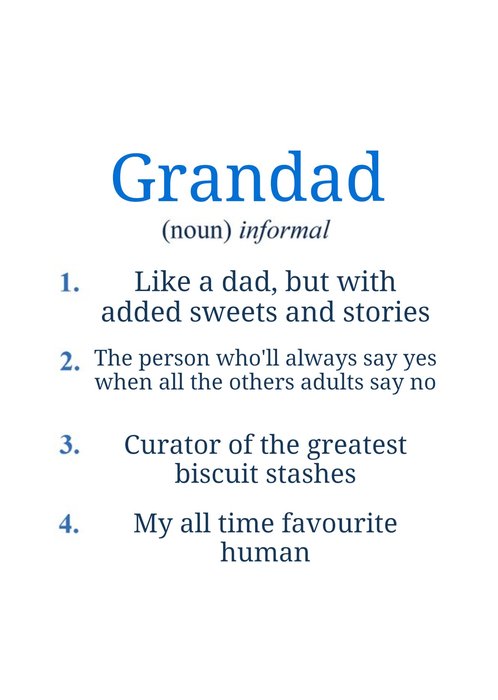 Dictionary Definition Of Grandad Father's Day Card