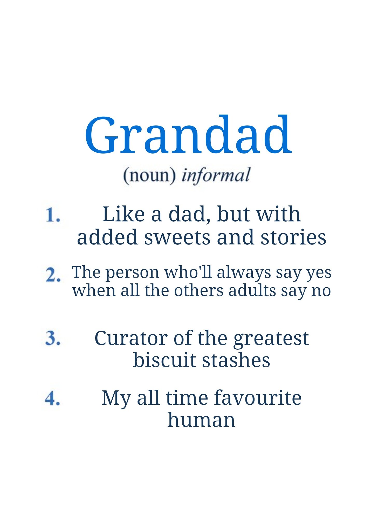 Dictionary Definition Of Grandad Father's Day Card Postcard