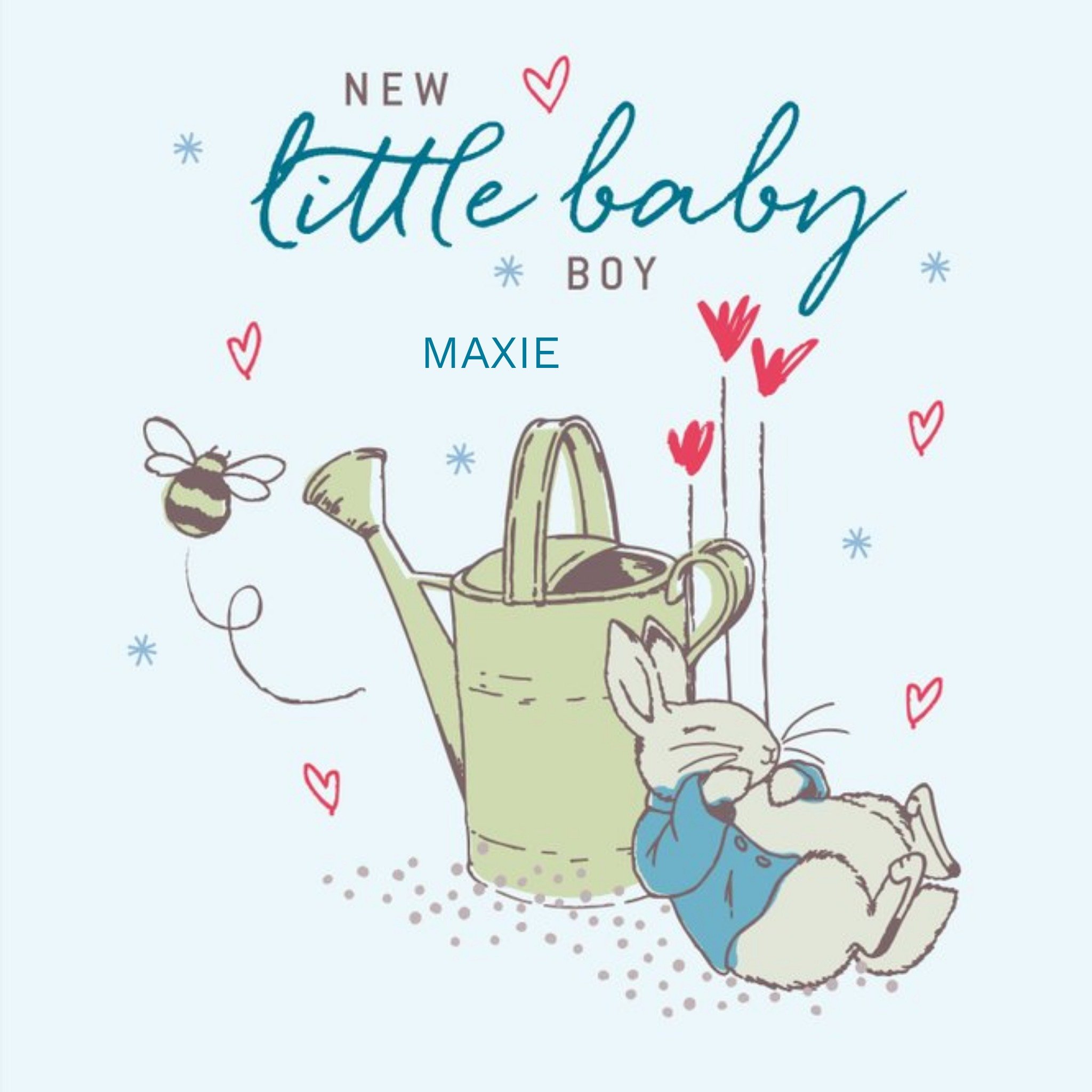 New Baby Card - Baby Boy - Peter Rabbit - Beatrix Potter, Square