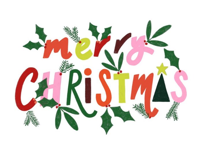 Vibrant Merry Christmas Typographic Card