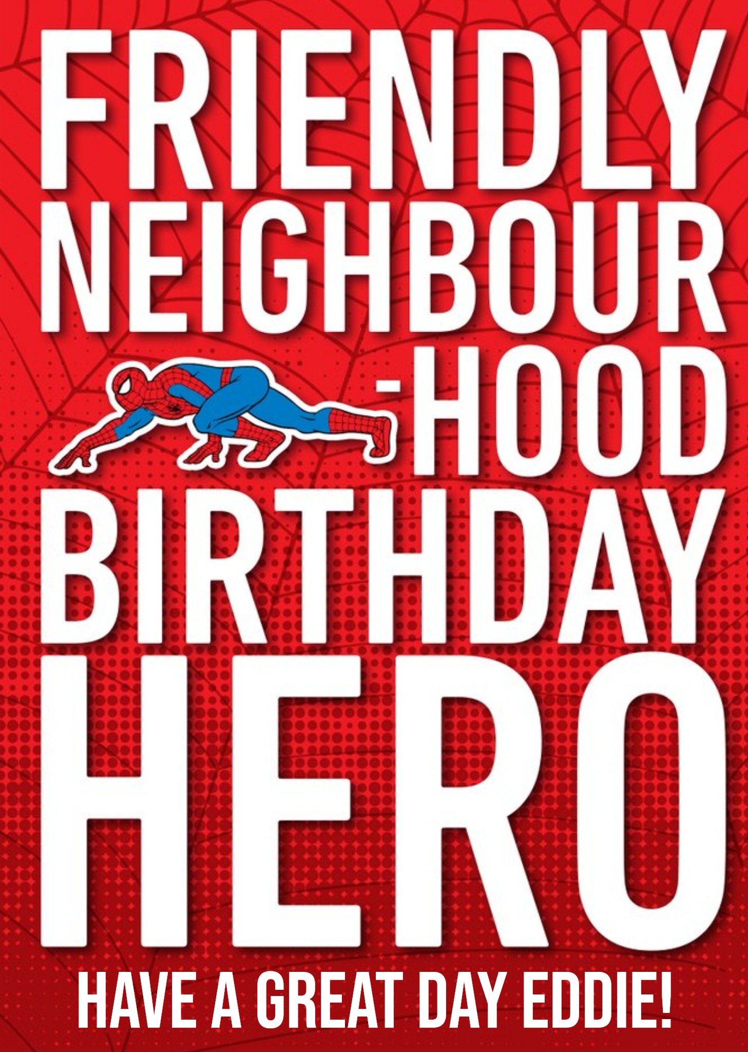 Marvel Spiderman Friendly Neighbourhood Birthday Hero Card, Large