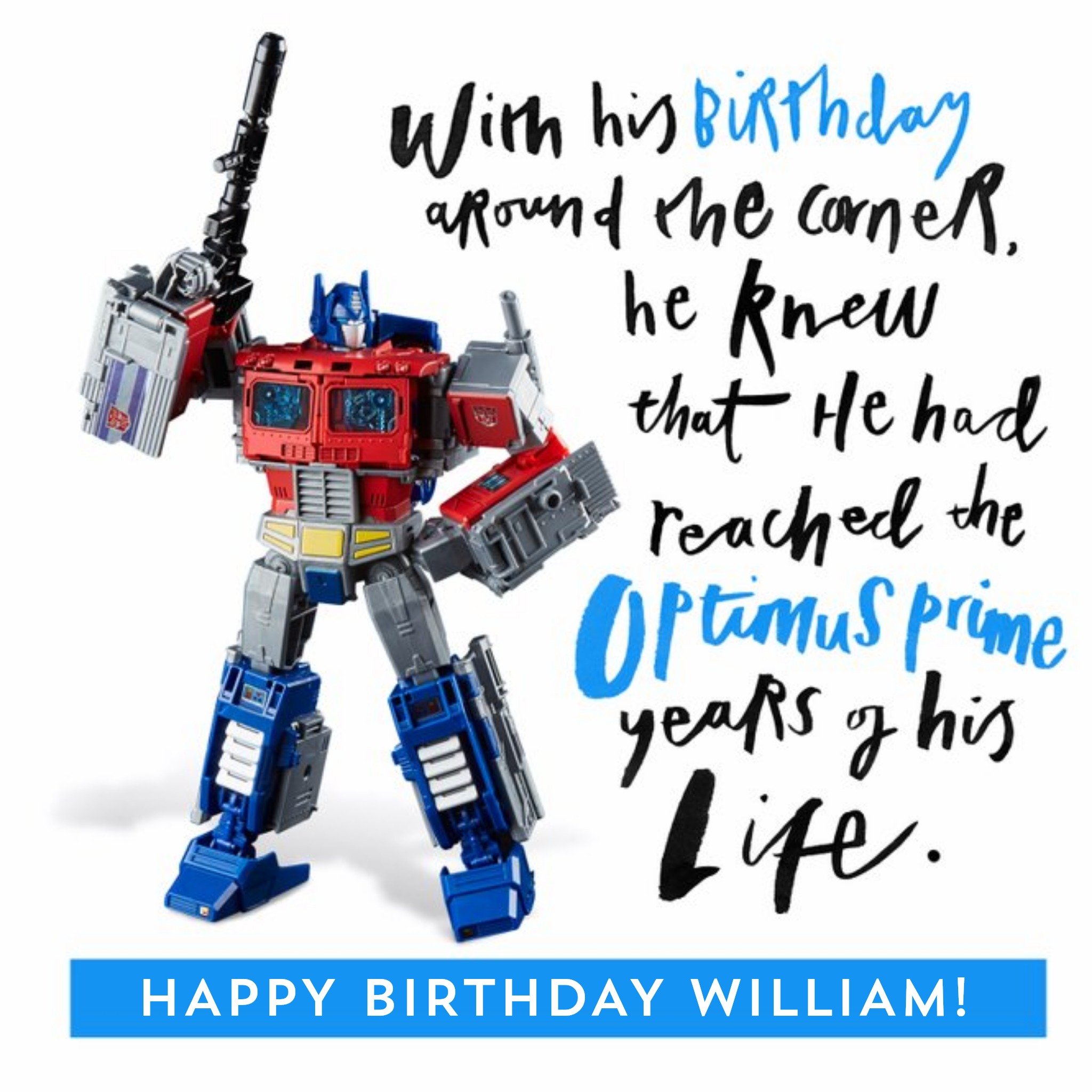Transformers Funny Transformer Optimus Prime Birthday Card - In His Prime, Square
