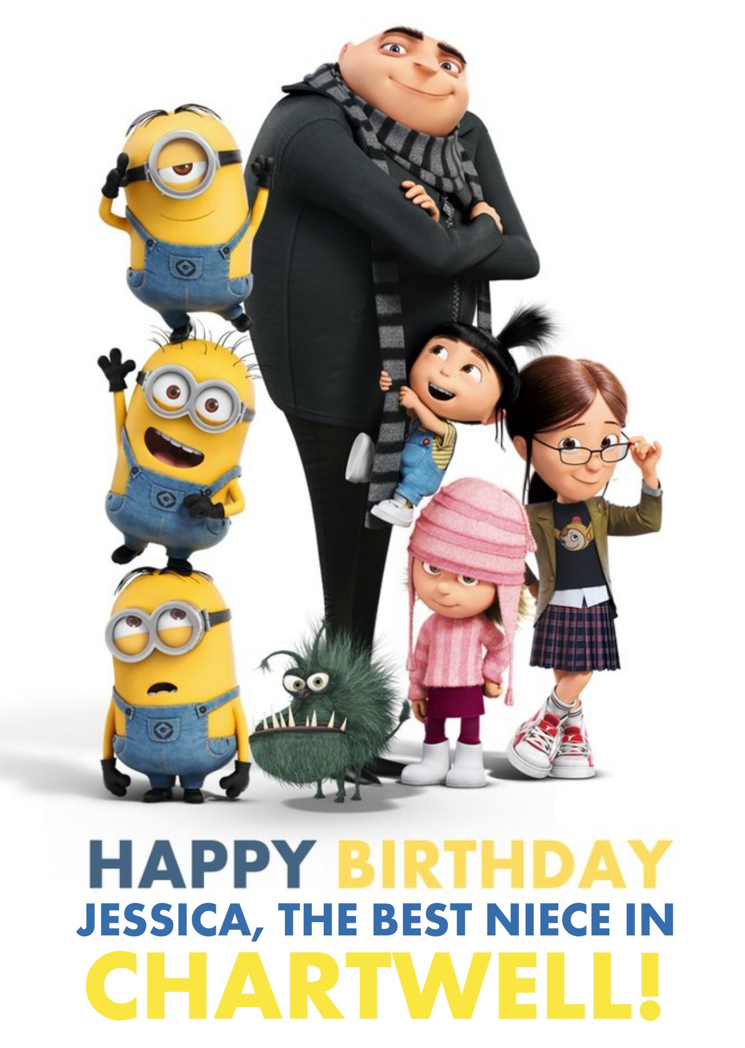 Despicable Me The Minions Happy Birthday To The Best Niece Personalised Card, Large