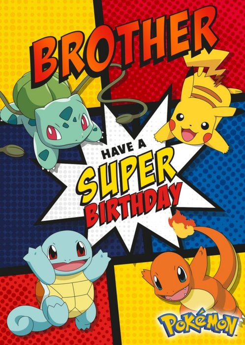 Pokemon Birthday activity Card - Brother Have a super Birthday