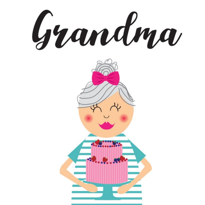 Cute Grandma Holding Birthday Cake Card