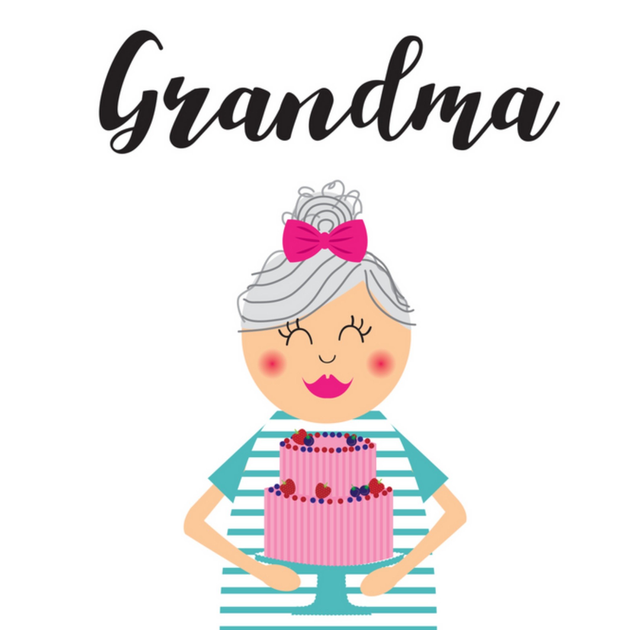 Moonpig Cute Grandma Holding Birthday Cake Card, Square