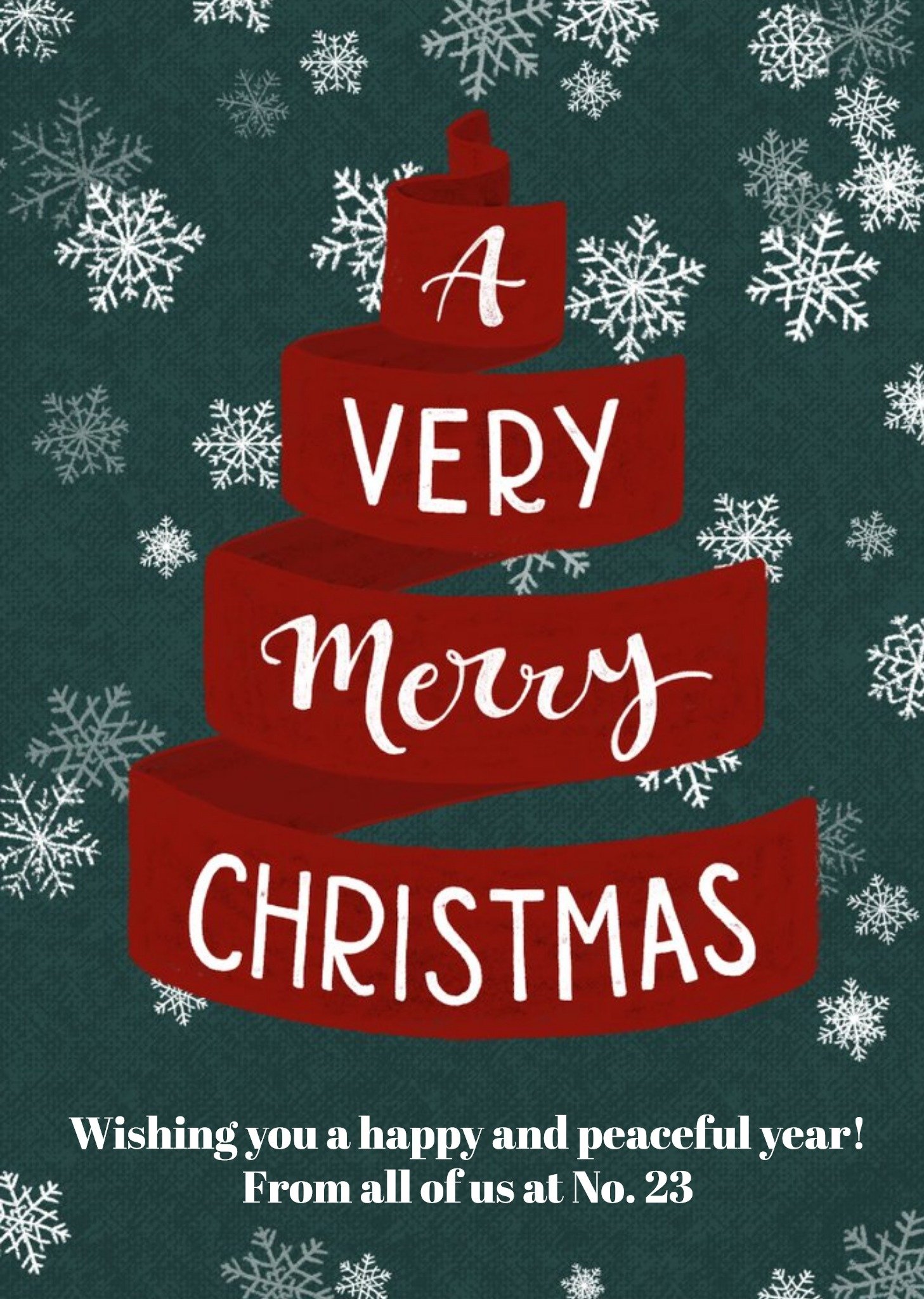 A Very Merry Christmas Ribbon Personalised Card Ecard