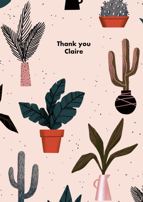 Illustrated Plant and Flowers Thank you Card