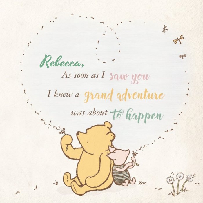Disney Winnie The Pooh Big Heart Happy Valentines Day Card