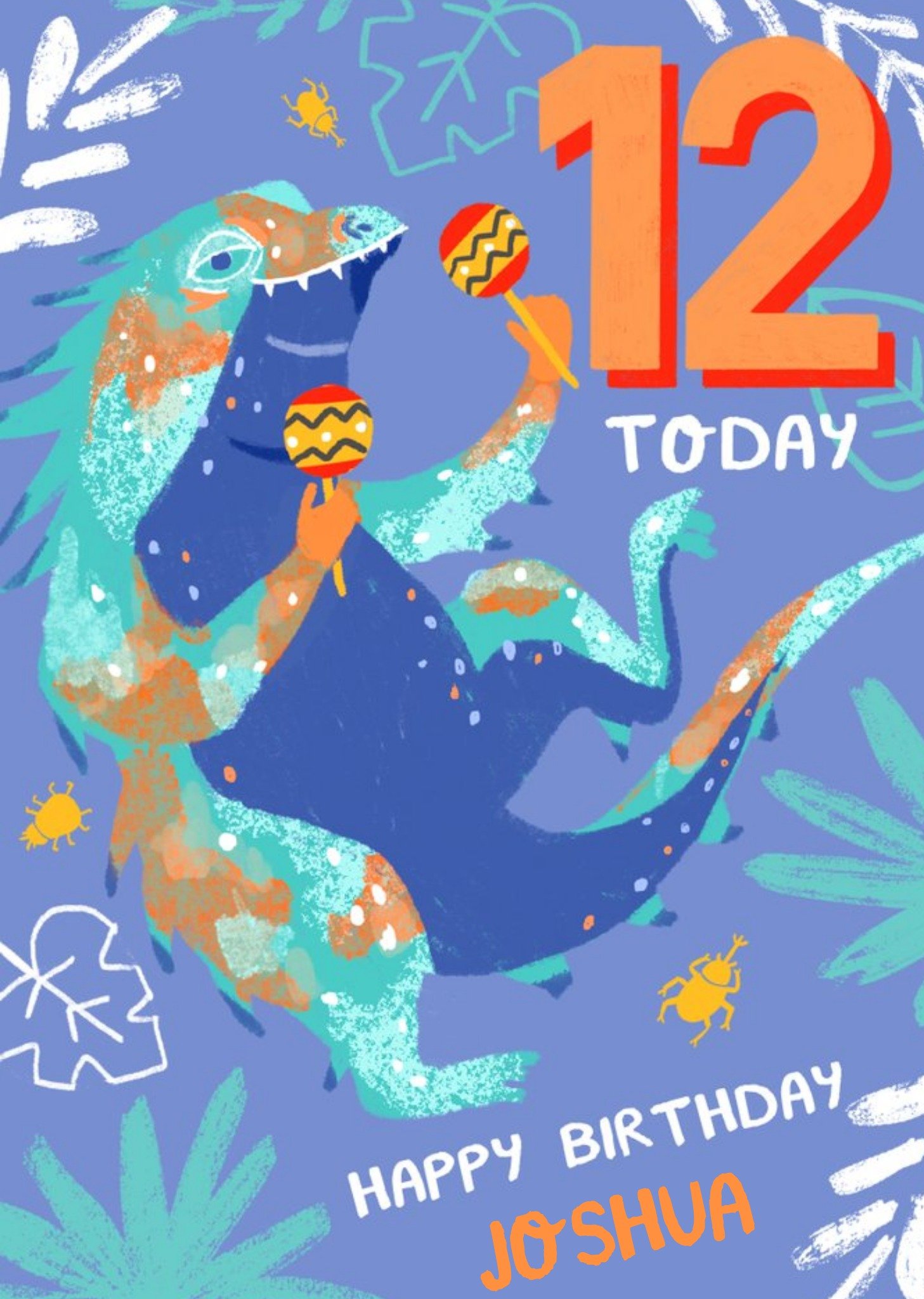 Colourful Illustrated Tropical Lizard 12Th Birthday Card Ecard