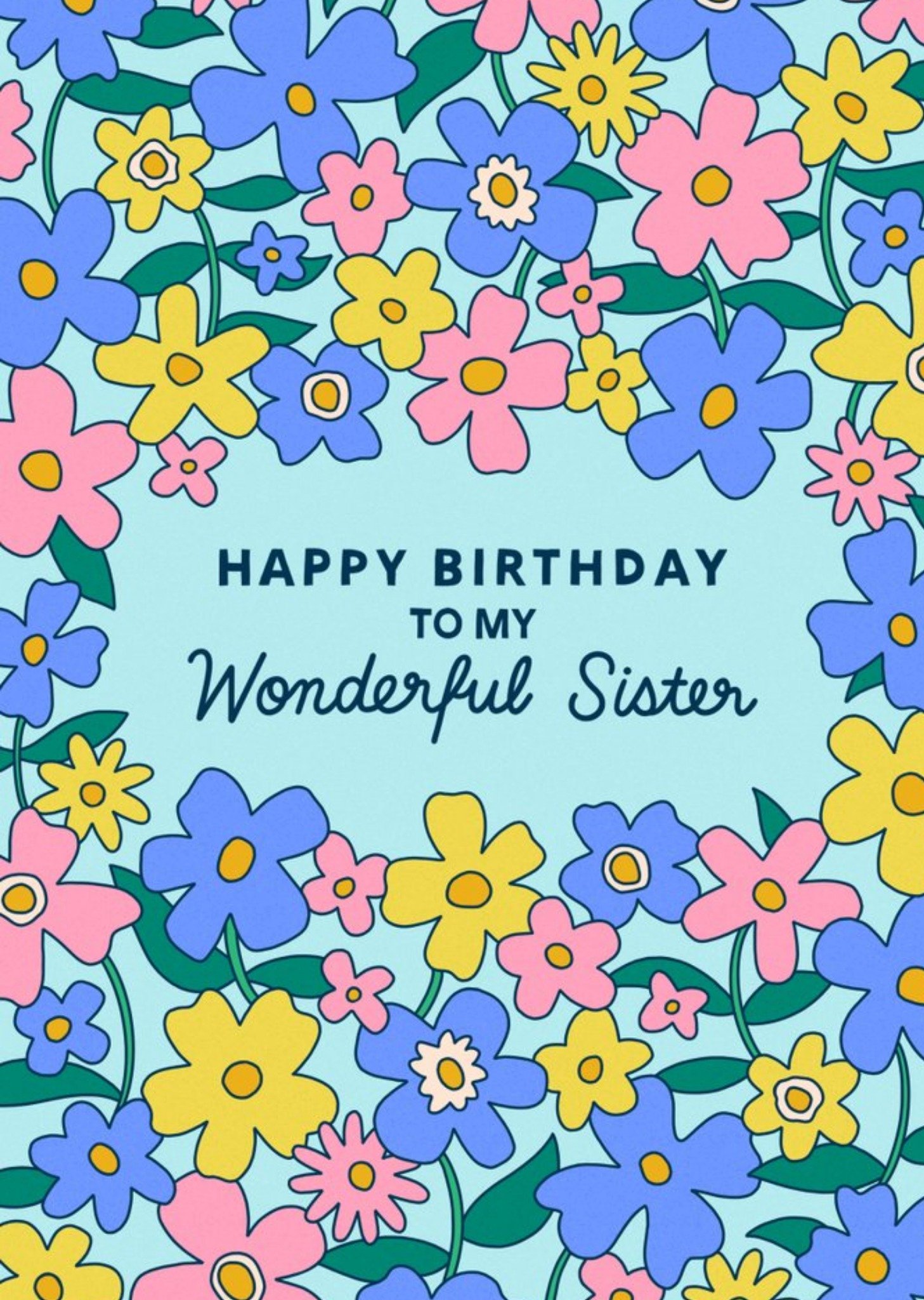 Moonpig Lisa Koesterke Illustrated Floral Sister Birthday Card, Large