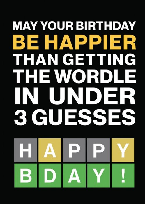 Word Game Under 3 Guesses Funny Birthday Card