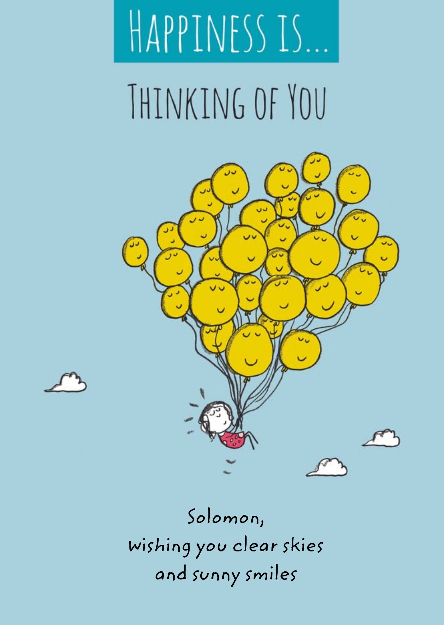 Happy Balloons Thinking Of You Personalised Card Ecard