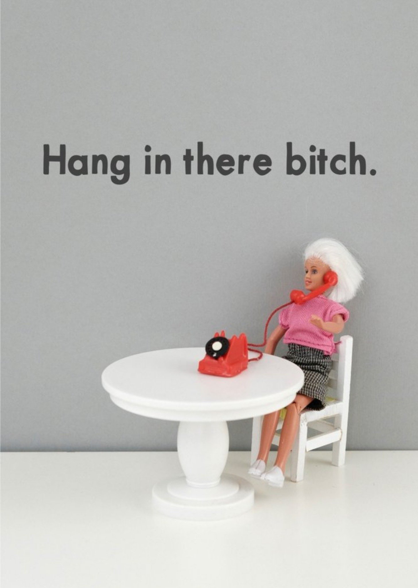 Bold And Bright Funny Photographic Female Figurine Sat On The Phone Naughty Humour Card