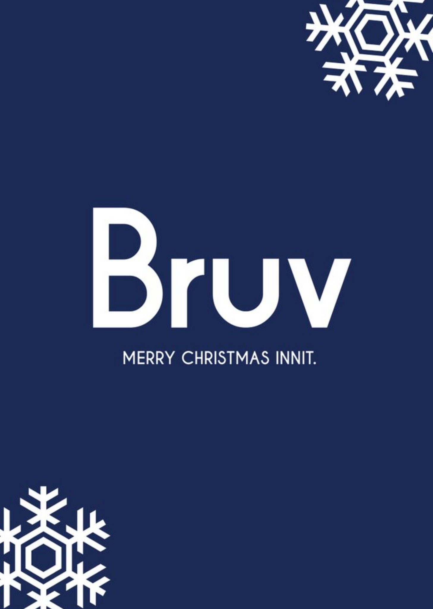 Typography With Snowflakes On A Blue Background Bruv Christmas Card Ecard