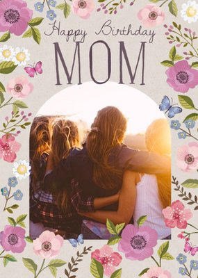 Clintons Illustration Floral Photo Upload Cute Mum Birthday Card