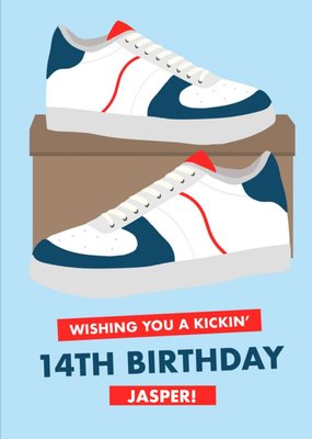 Sneakers Wishing You A Kickin 14th Birthday Happy Birthday Card