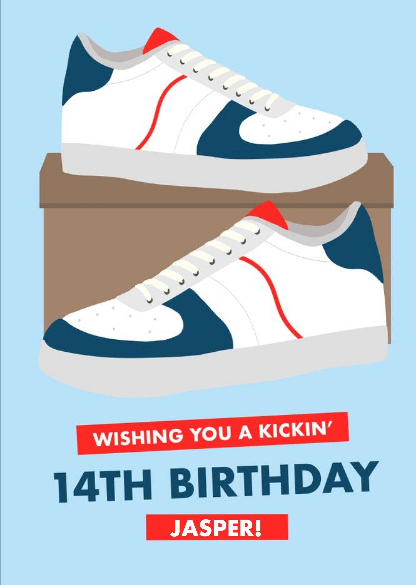 Moonpig Sneakers Wishing You A Kickin 14th Birthday Happy Birthday Card, Large